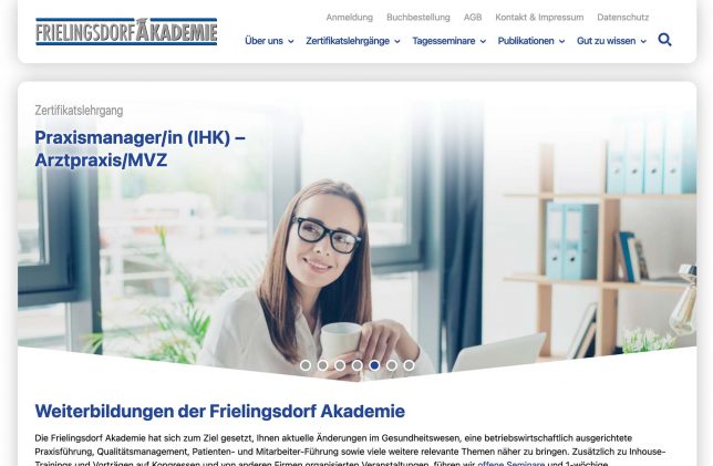 Screenshot-Ausschnitt der Website der Frielingsdorf Akademie